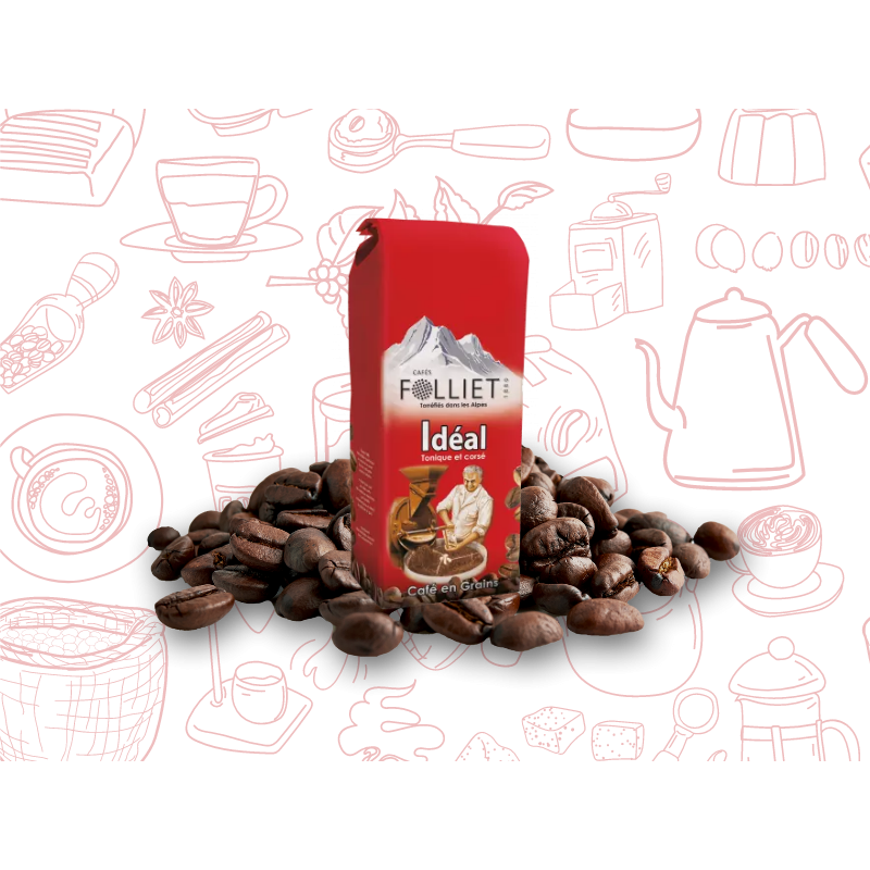 Café en grains 1kg - Idéal - Cafés Grains par Folliet