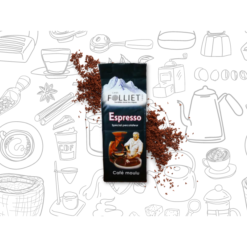 Café moulu 250g - Espresso - Cafés Moulus par Folliet